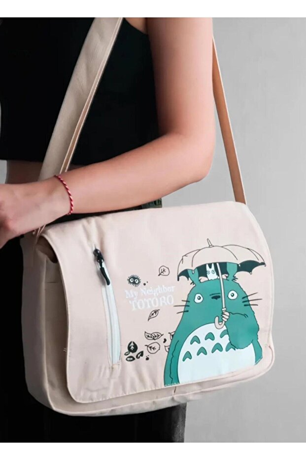Totoro Special Series Double Pocket Beige Messenger Bag - Stillex