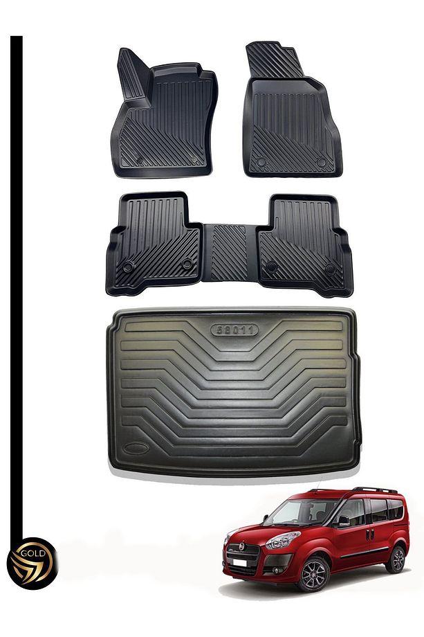 Fiat Doblo 2010+ 3D Kauçuk Paspas + Bagaj Havuzu Set Dea - 1