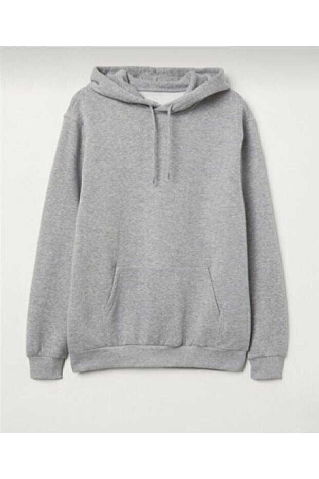 New Season Gray Hooded Sweetshirt Stringless
