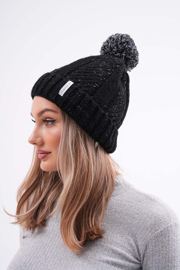 Glittery Pompom Beanie