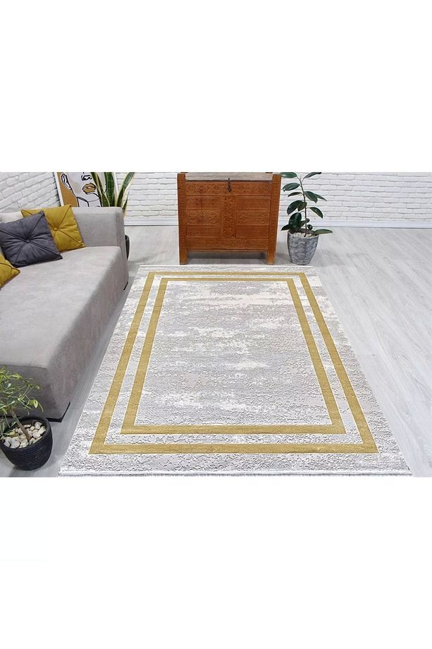 Monet Mt20a Gri Sarı Modern Bambu Halı - 6