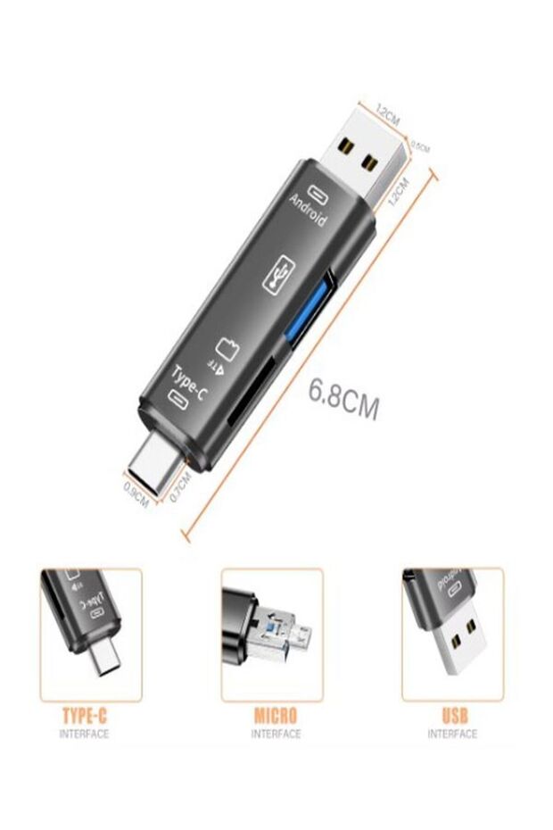 بطاقة ذاكرة Micro SD وذاكرة فلاش USB - متوافقة مع الكمبيوتر اللوحي والهاتف، ومحول OTG للوحة المفاتيح والماوس - 4