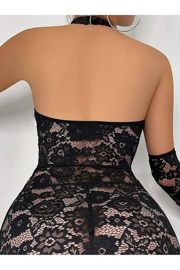 Leopar Dokulu Zincir Askı Elbise String Takım - 5