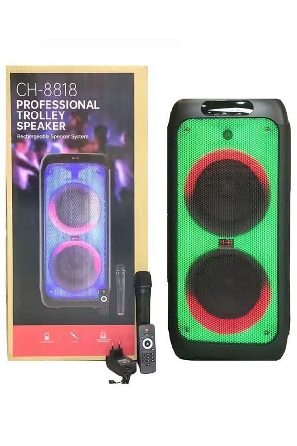 Büyük Boy Kablosuz Mikrofonlu Bluetooth Hoparlör Taşınabilir Şarjlı Led Işıklı Speaker Party Box - 3