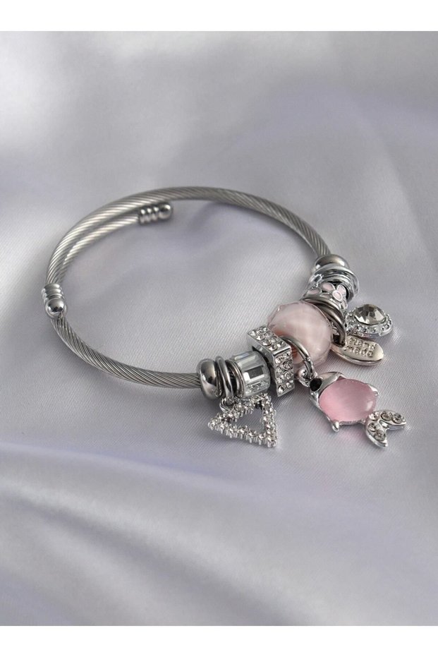 Model Charm Pink Fish Steel Women's Bracelet Coskun Store