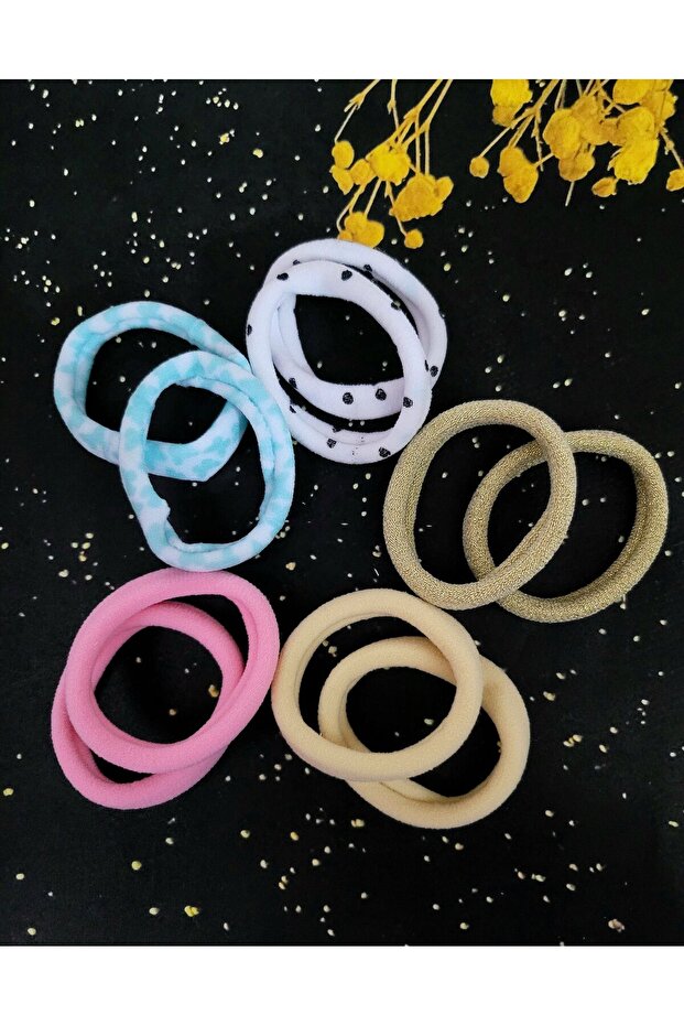 10-Piece Colorful Polka Dot Glitter Hair Clip - Rubber Clip