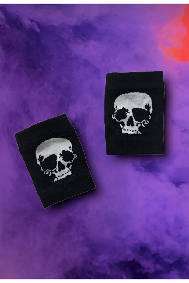 قفازات بدون أصابع بنمط جمجمة - 2