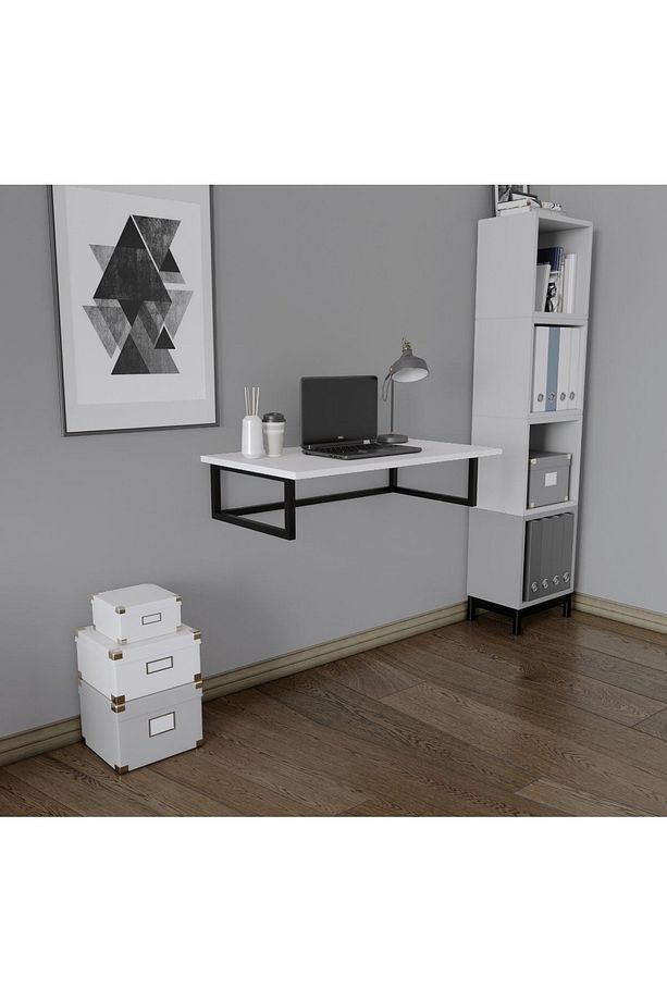 Workstyle Duvara Monte Katlanabilir Pratik Çalışma Masası Bilgisayar Masası Çizim Masası - 3