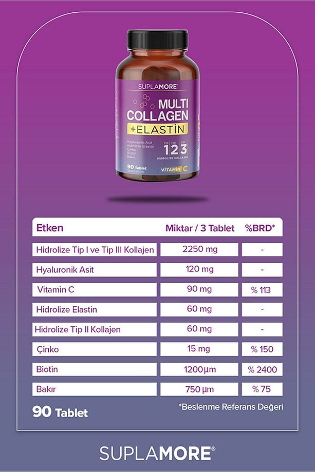Kolajen Multi Collagen & Elastin Tip1 Tip2 Tip3 Hidrolize Kolajen 90 Tablet X2 - 2