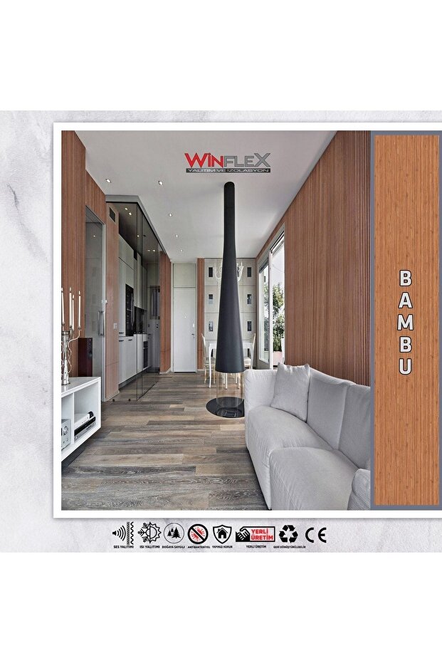 WİNPANEL Dekoratif Ahşap Duvar Paneli – BAMBU RENGİ (60X240CM). - 1