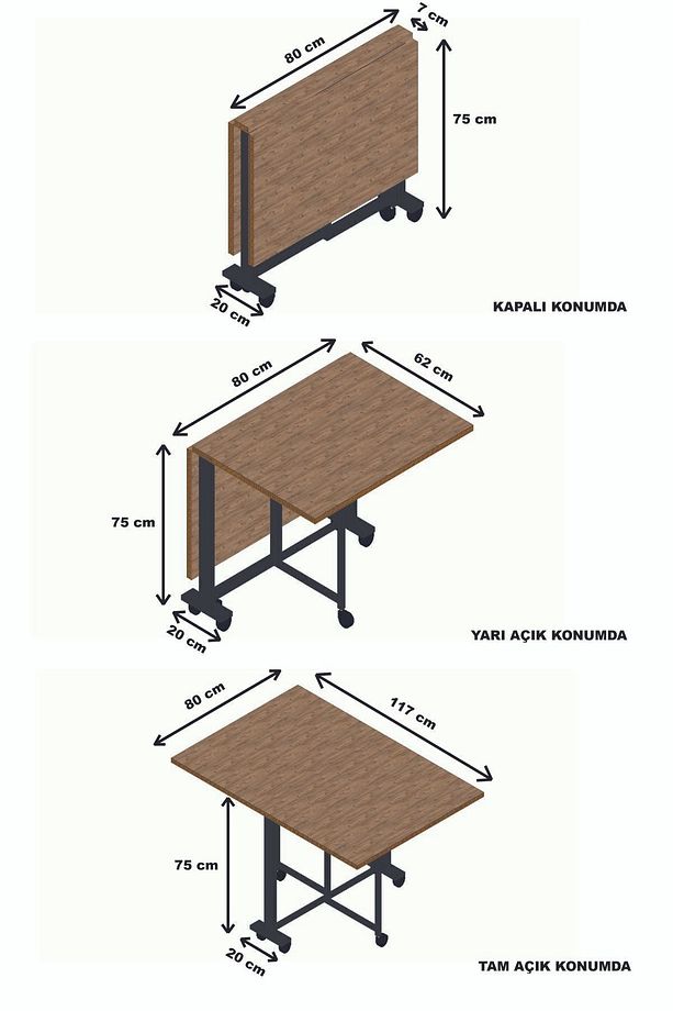 Combo Katlanır Çalışma Masası Yemek Masası Mutfak Masası Ofis Masası Pratik Çok Amaçlı - 6
