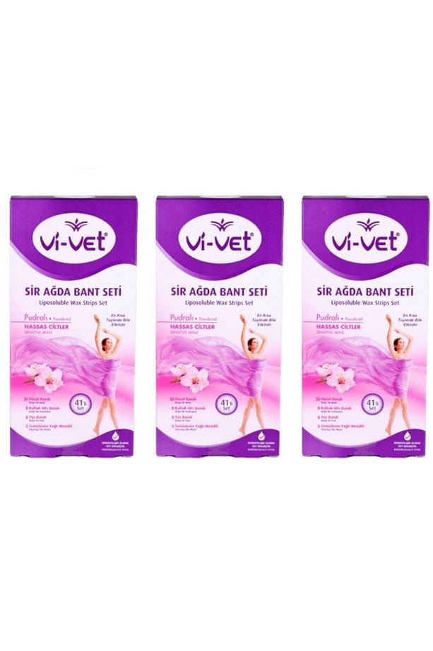Vivet Sir Ağda Bant Seti 41'li Pudralı X 3 Adet Liposoluble Wax Strips Set Powdered X 3 Pieces - 1