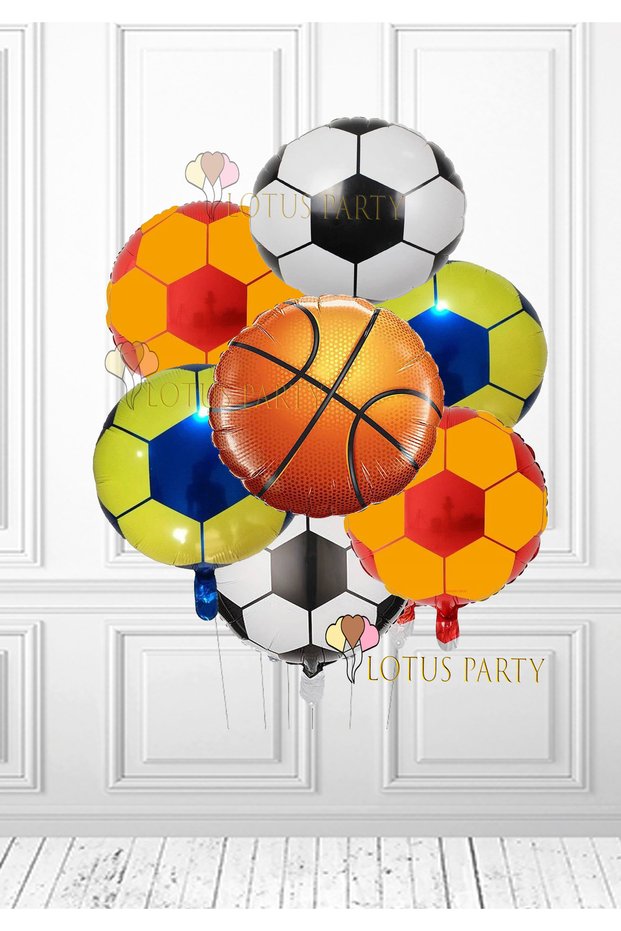 Karma Balls Foil Balloon Set - Yellow Navy Ball Yellow Red Ball Black White Ball Basketball Ball