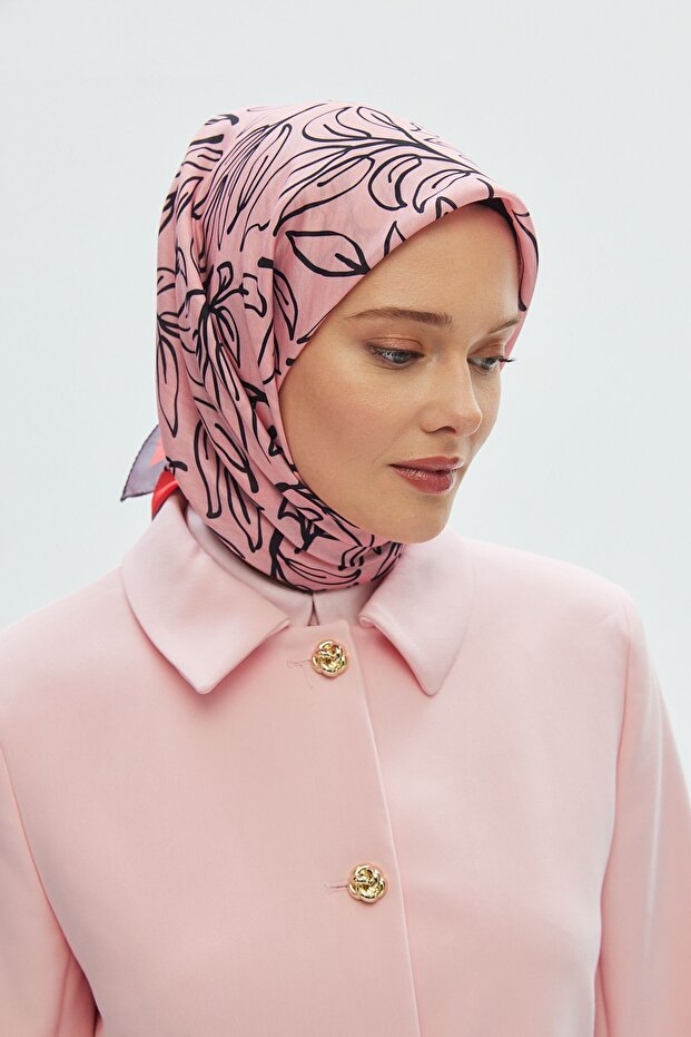 وشاح قطني ناعم منقوش على شكل فرع - 4