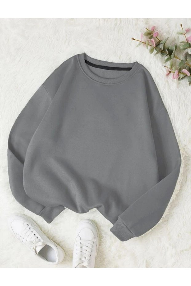 Women Men Unisex Unprinted Oversize Relaxed Fit Crew Neck Sweatshirt Hoodie Black White Pink
