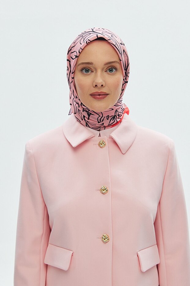 وشاح قطني ناعم منقوش على شكل فرع - 1