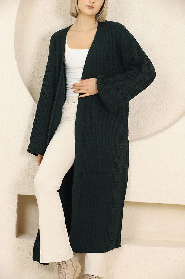 Oversize Örme Uzun Triko Hırka - 2