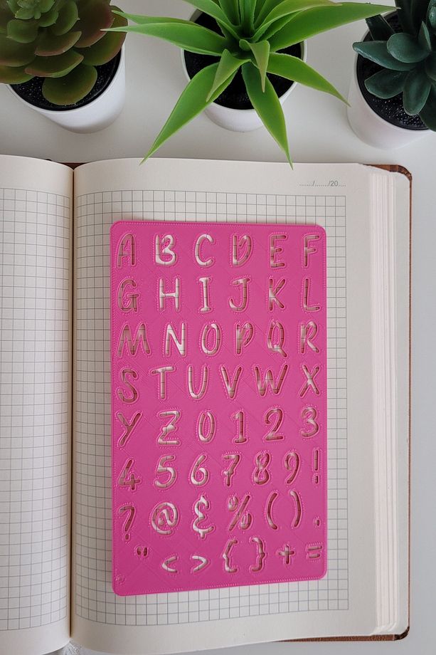 Büyük Harf El Yazısı Şablon Cetvel - Bullet Journal Doğal Formlu Başlık Yazımı Için - 2