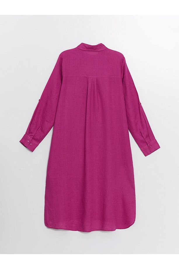 LCW Düz Oversize Keten Kadın Gömlek Tunik - 7