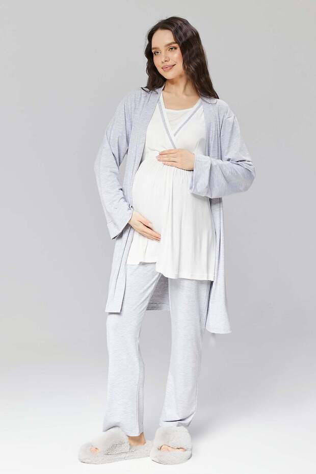 Breastfeeding Featured Dressing Gown Maternity Maternity Pajama Set