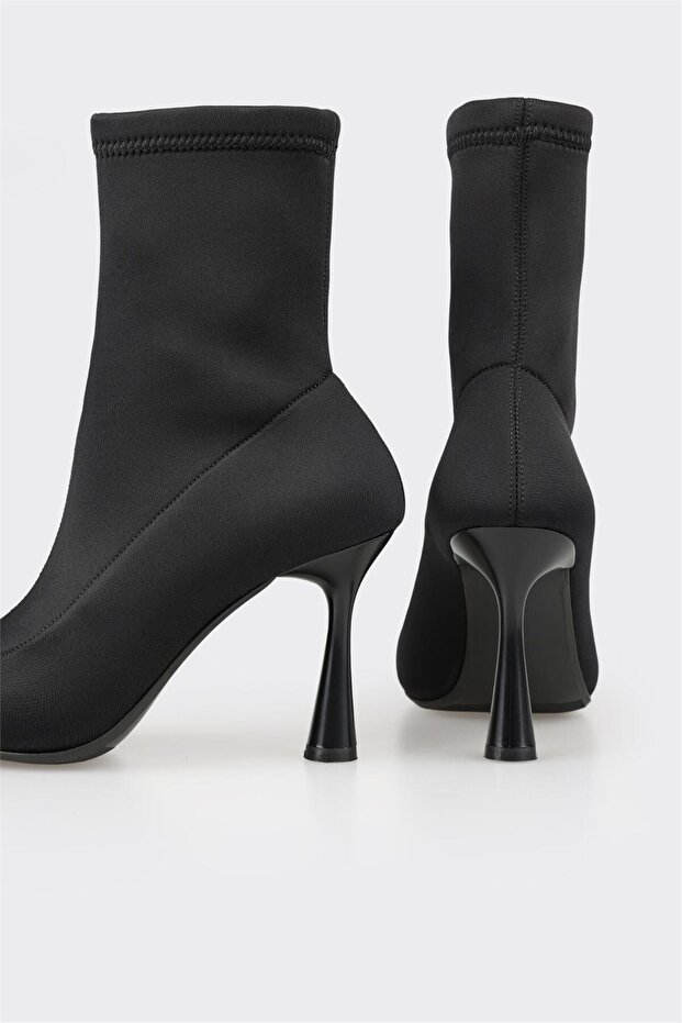 Siyah Kadın Yüksek Topuk Bot - 4