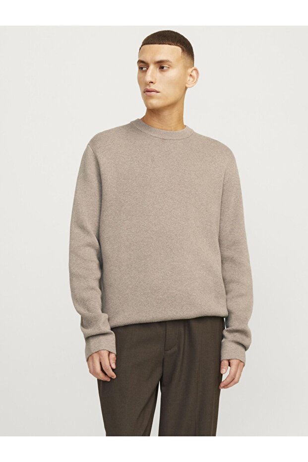 Rundhals ile Strickpullover Rundhals ile Einfarbig Strickpullover - 1