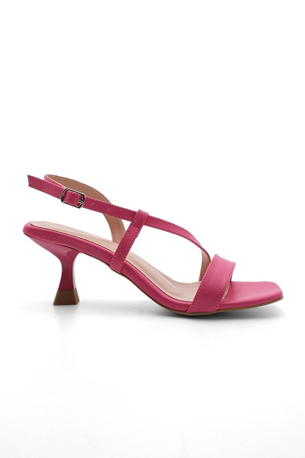 Damen Sandalen mit Absatz und offenem Rücken Lofi fuchsia - 3