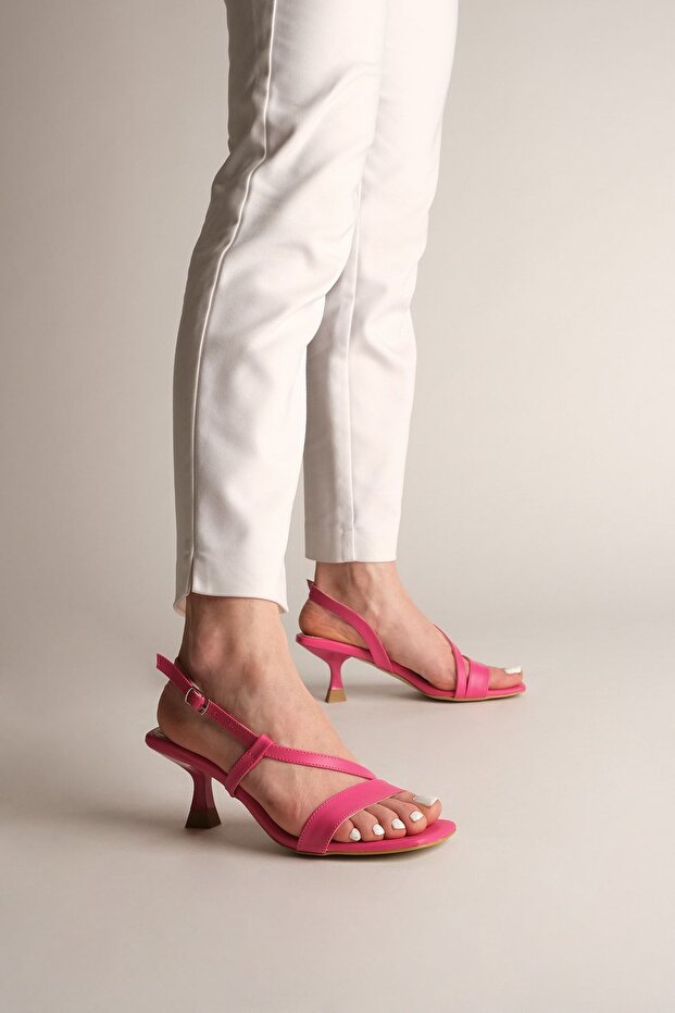 Damen Sandalen mit Absatz und offenem Rücken Lofi fuchsia - 4