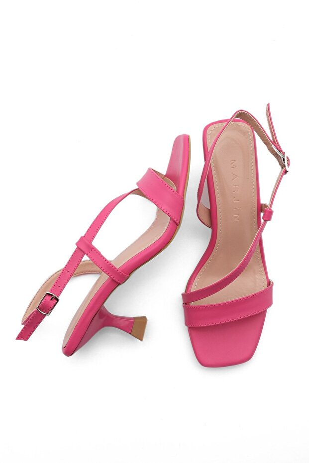 Damen Sandalen mit Absatz und offenem Rücken Lofi fuchsia - 7