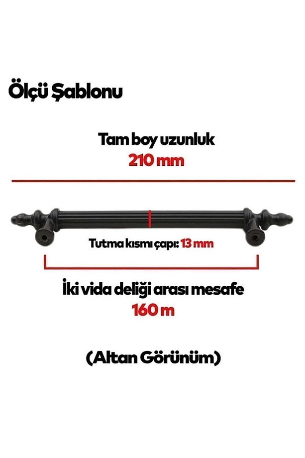 Siyah Kulp 160 Mm Sert Polimer Kulp(VİDA DAHİL) - 3