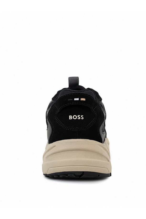 Erkek Kalın Tabanlı Marka Logolu Bağcıklı Siyah Sneaker 50522918-001 - 3