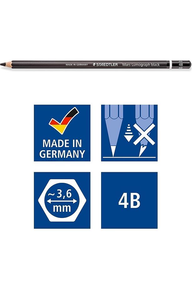 Mars Lumograph Black Dereceli Kalem 6`lı Set Metal Kutu - 3
