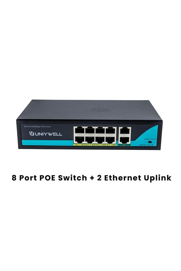 8 Port 10/100Mbps PoE Switch & 1000 Mbps Uplink UNIYWELL - 1