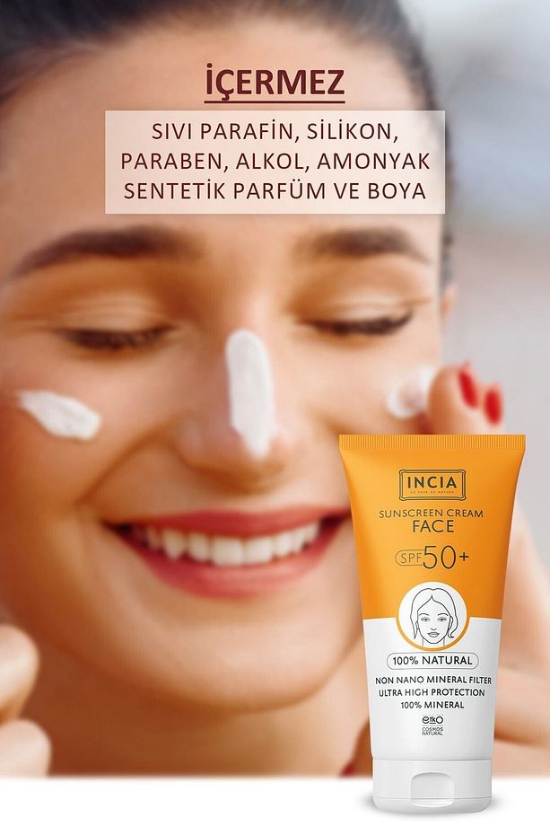 %100 Doğal Yüz Güneş Kremi Leke Karşıtı Mineral Filtreli Yüksek Koruma SPF50 UVA UVB 50 ml - 4