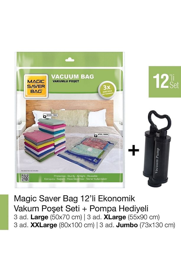 12’li  Eko Vakumlu Poşet Set+Pompa Hediyeli - 1