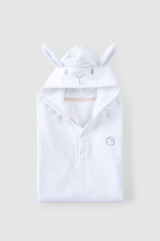 Organic Cotton Baby Lamb Towel White Poncho