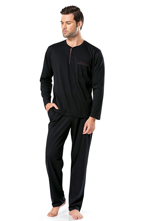 Men's Black Long Sleeve Pajama Set T3409