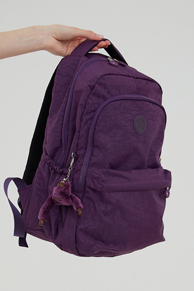 Unisex Crinkle Waterproof Fabric Large Size Multi-Compartment School and Travel Backpack Rosso Collina Purple