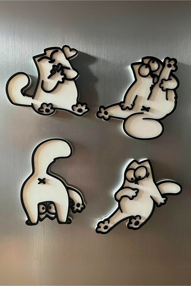10'lu Simon's Cat Figürlü Magnet Seti - Sevimli ve Eğlenceli Mıknatıs Koleksiyonu - 3