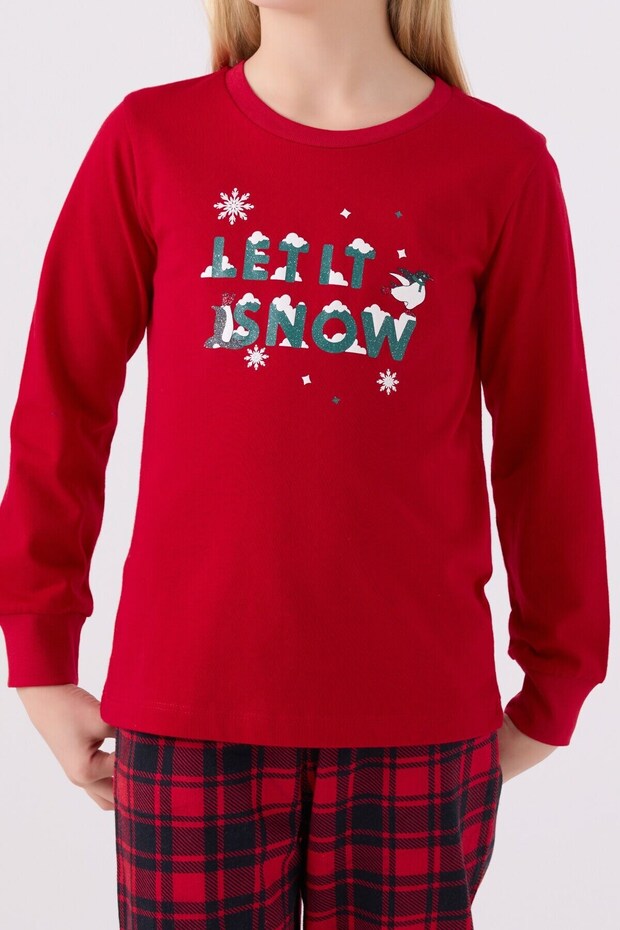 Kareli Kız Çocuk Uzun Kol Pijama Takım - 4