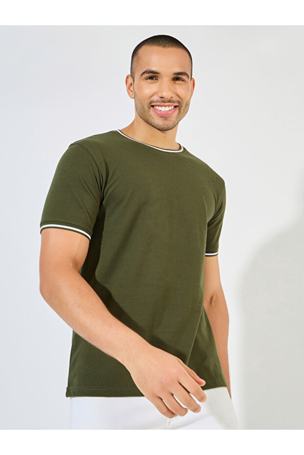 Pique Knit Ringer Regular T-Shirt with Twin Tipping