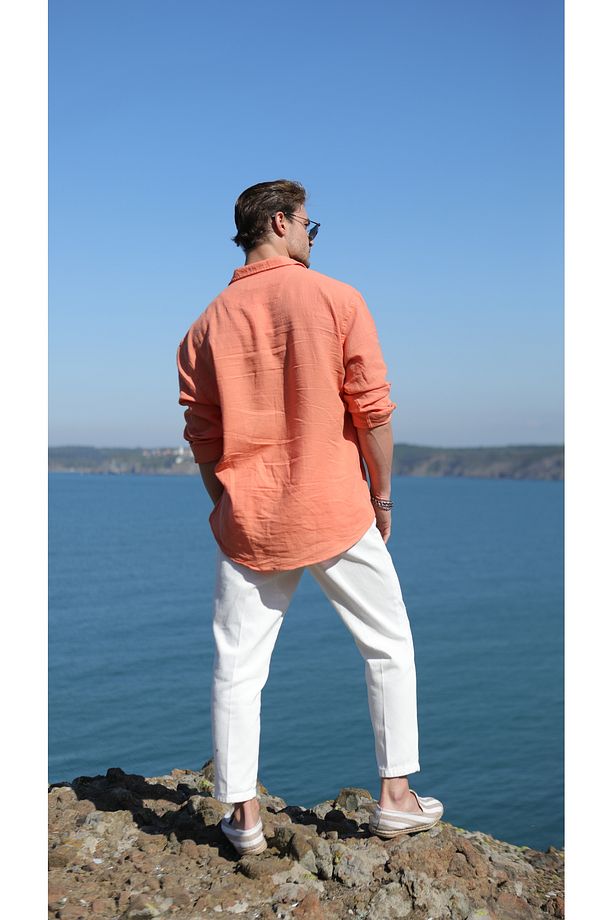 Erkek Oversize Kumaş Gömlek - 8