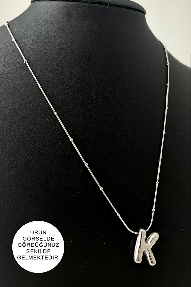 Steel Letter K Balloon Pendant (Letter:1.5cm Chain:44+5)