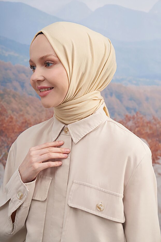 Rustik Pamuksu Şal - Bej - 2