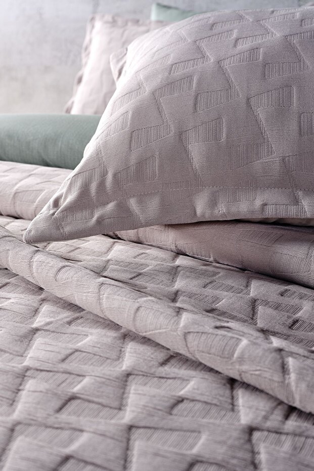 Arya Çift King Size Yatak Örtüsü - Vizon - 2