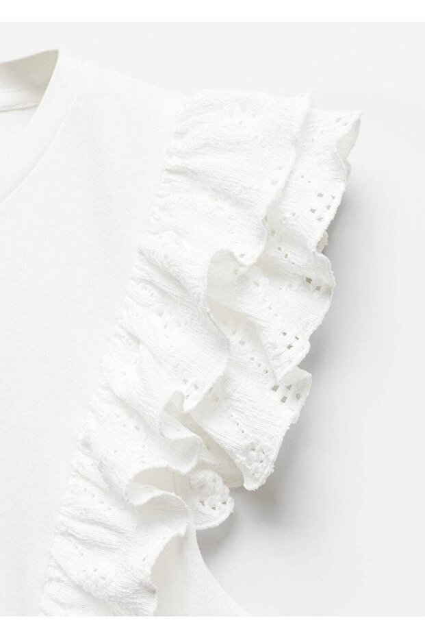 Fırfırlı pamuklu tişört - 8