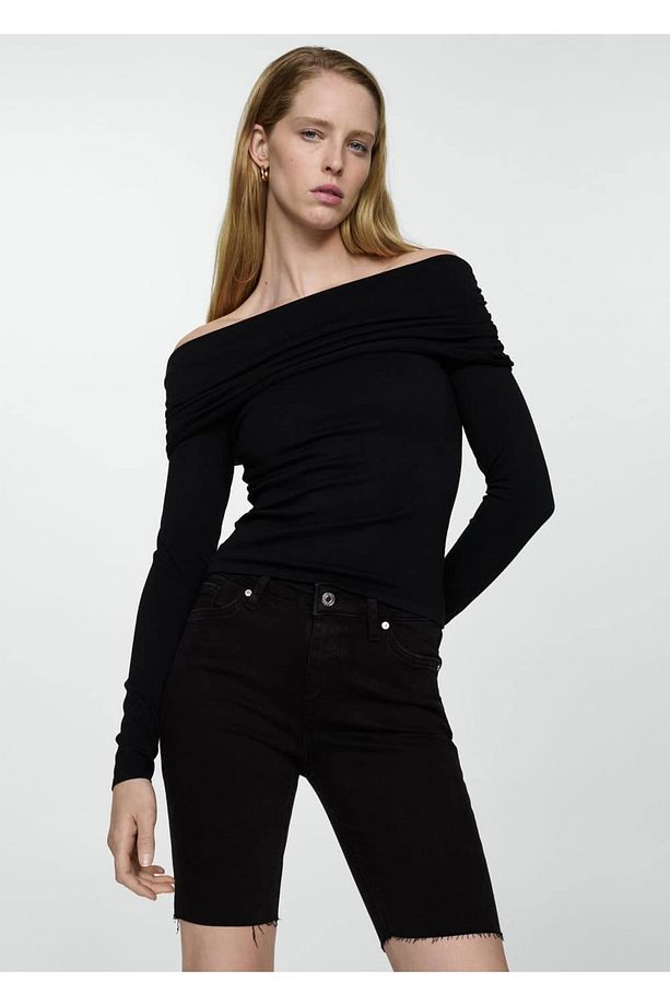 Slim fit kot bermuda şort - 5