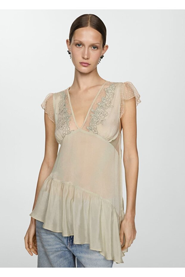 İşlemeli asimetrik bluz - 1