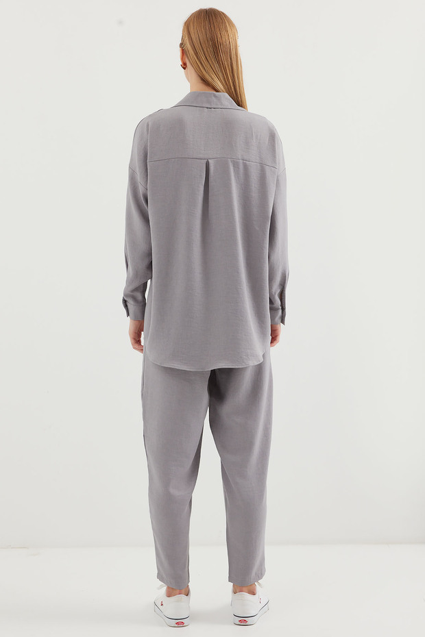 6622 Model Grey Linen Double Set - 6