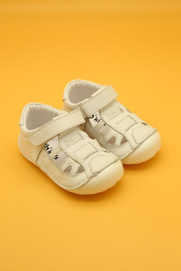Unisex Baby White Genuine Leather Orthopedic Shoes B115